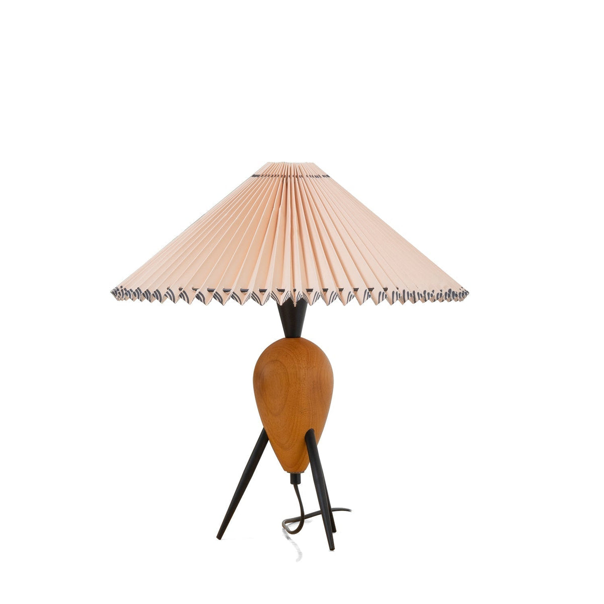 Candeeiro de mesa retro Elyse em madeira e tecido