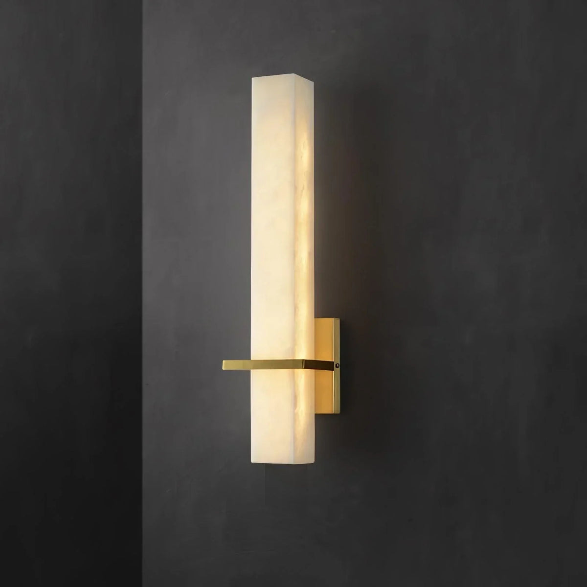 Eiriaya Wall Lamp White Alabaster Brass Modern Cuboid