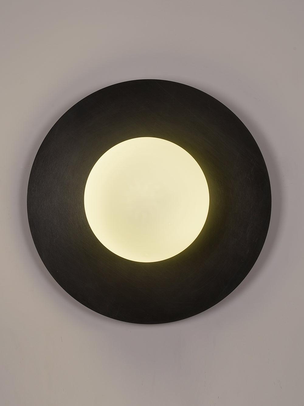 Elem modern minimalistisk rund vägglampa i konstglas och mässing