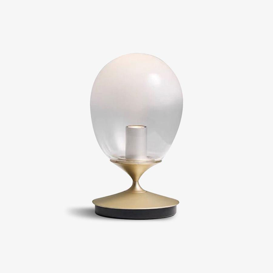 Unex kunstnerisk bordlampe i guld og glas