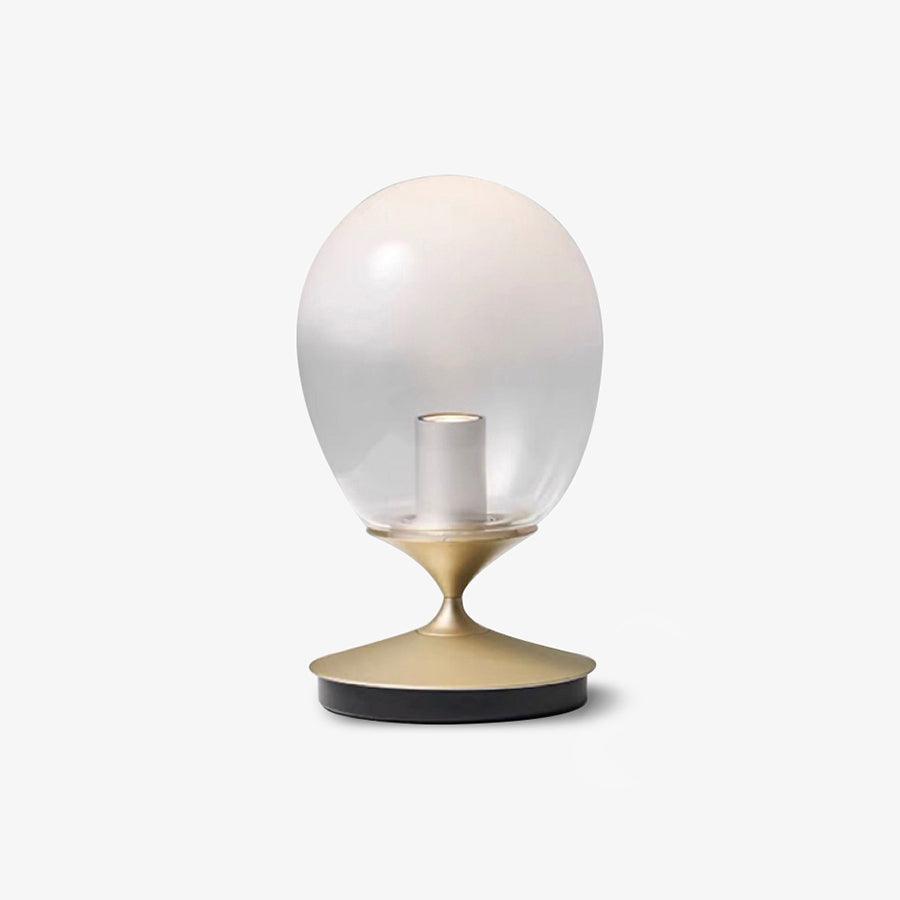 Unex kunstnerisk bordlampe i guld og glas