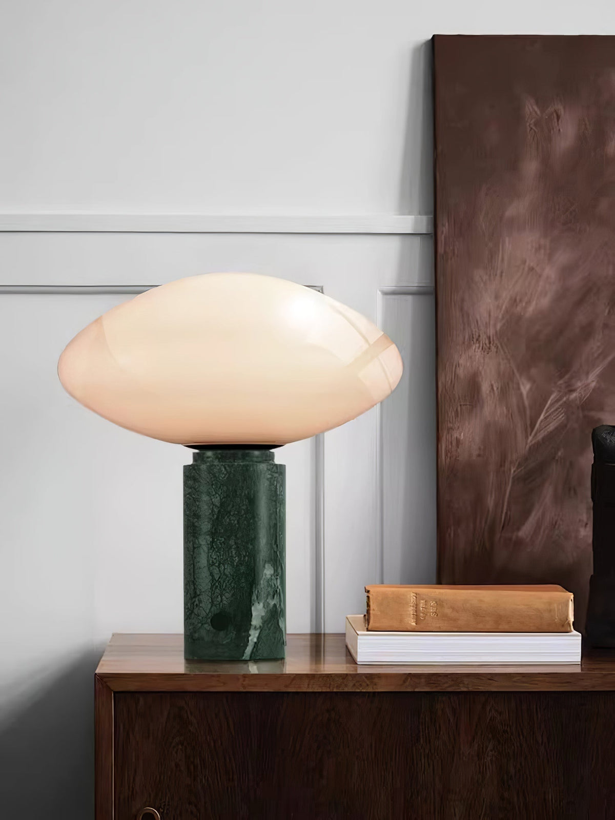 Lioralira Bordslampa med glasskärm och bas i grön marmor