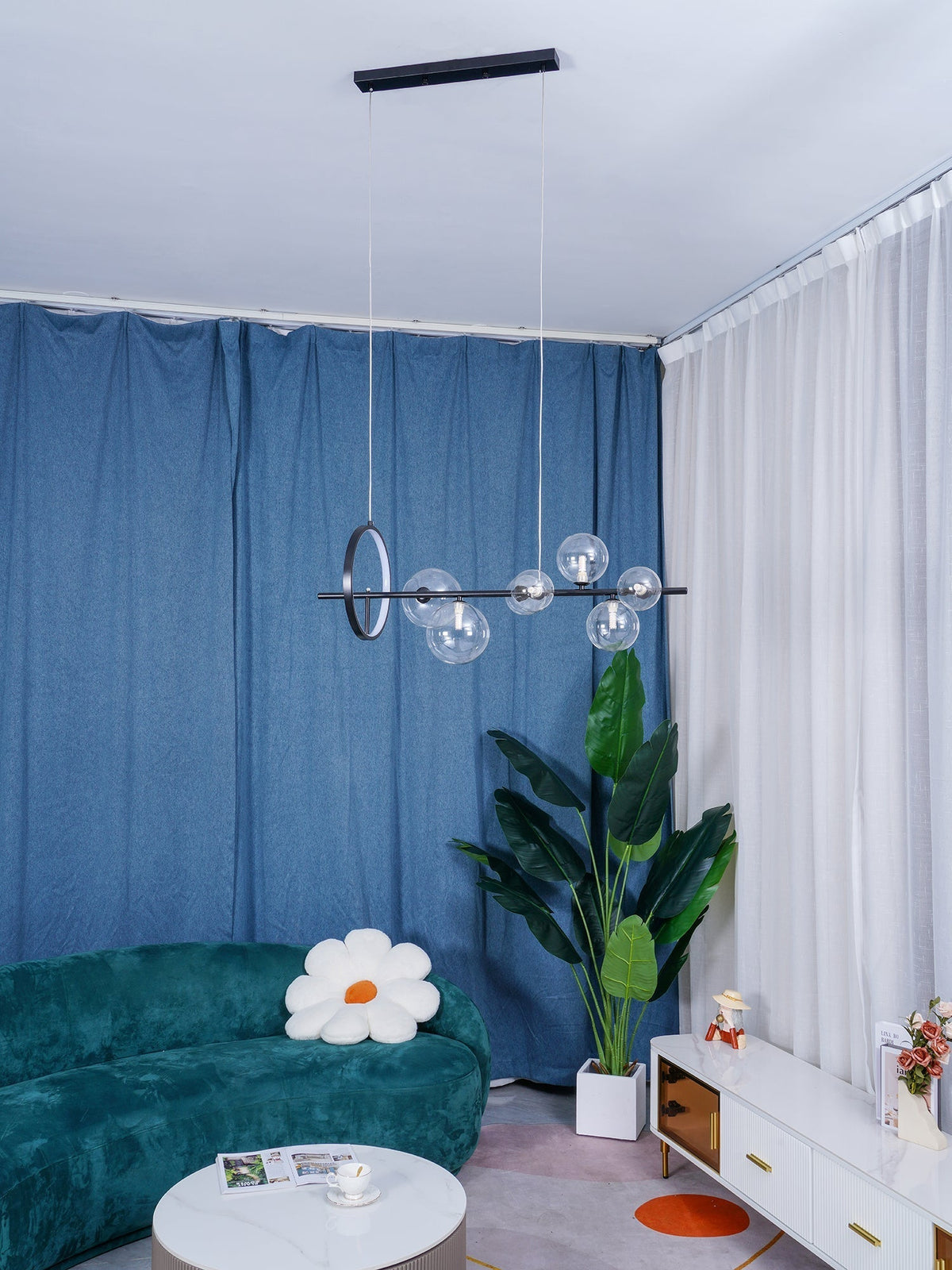 Edvane lysekrone i glas, bobler, nordisk sort LED