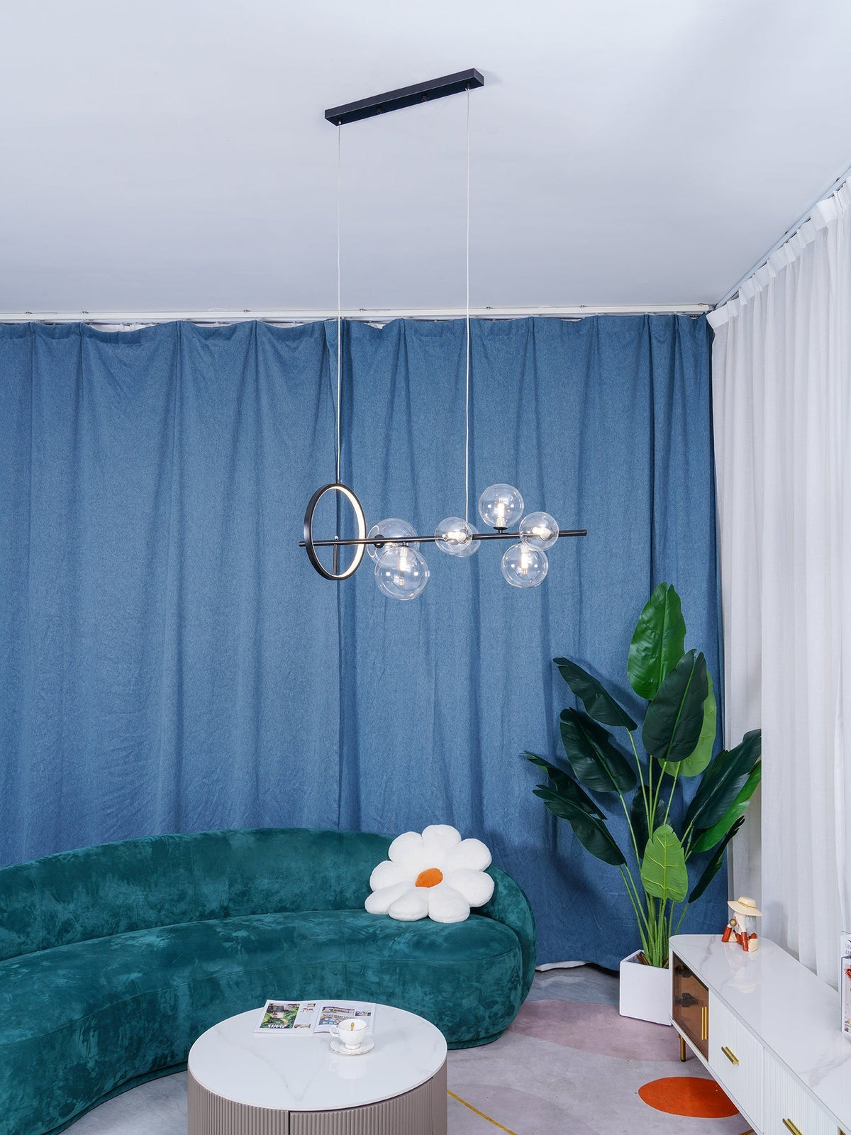 Edvane lysekrone i glas, bobler, nordisk sort LED