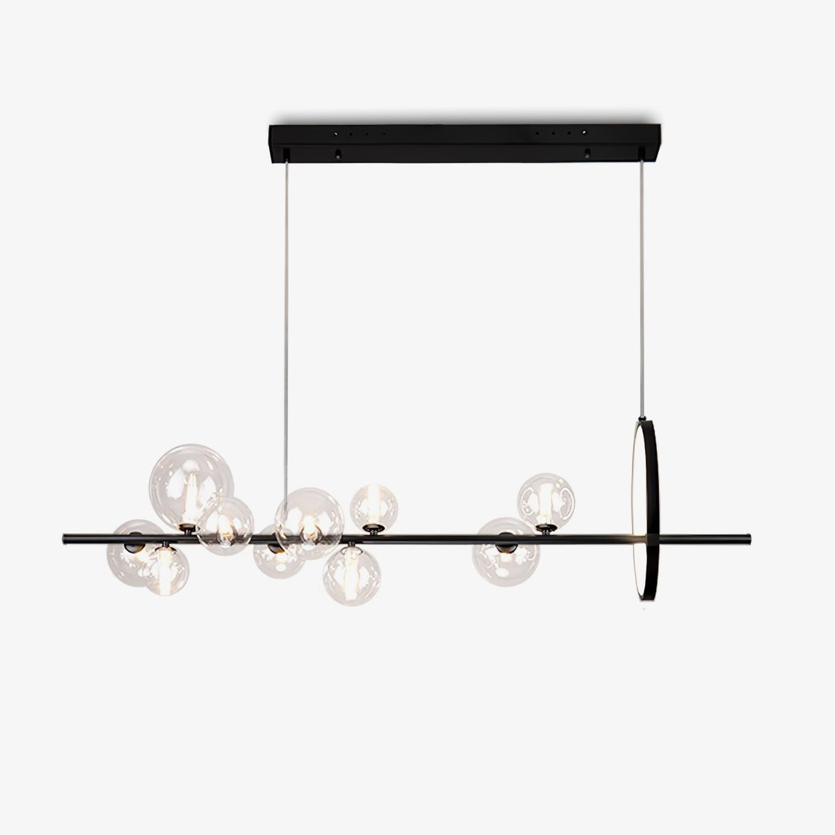 Edvane lysekrone i glas, bobler, nordisk sort LED