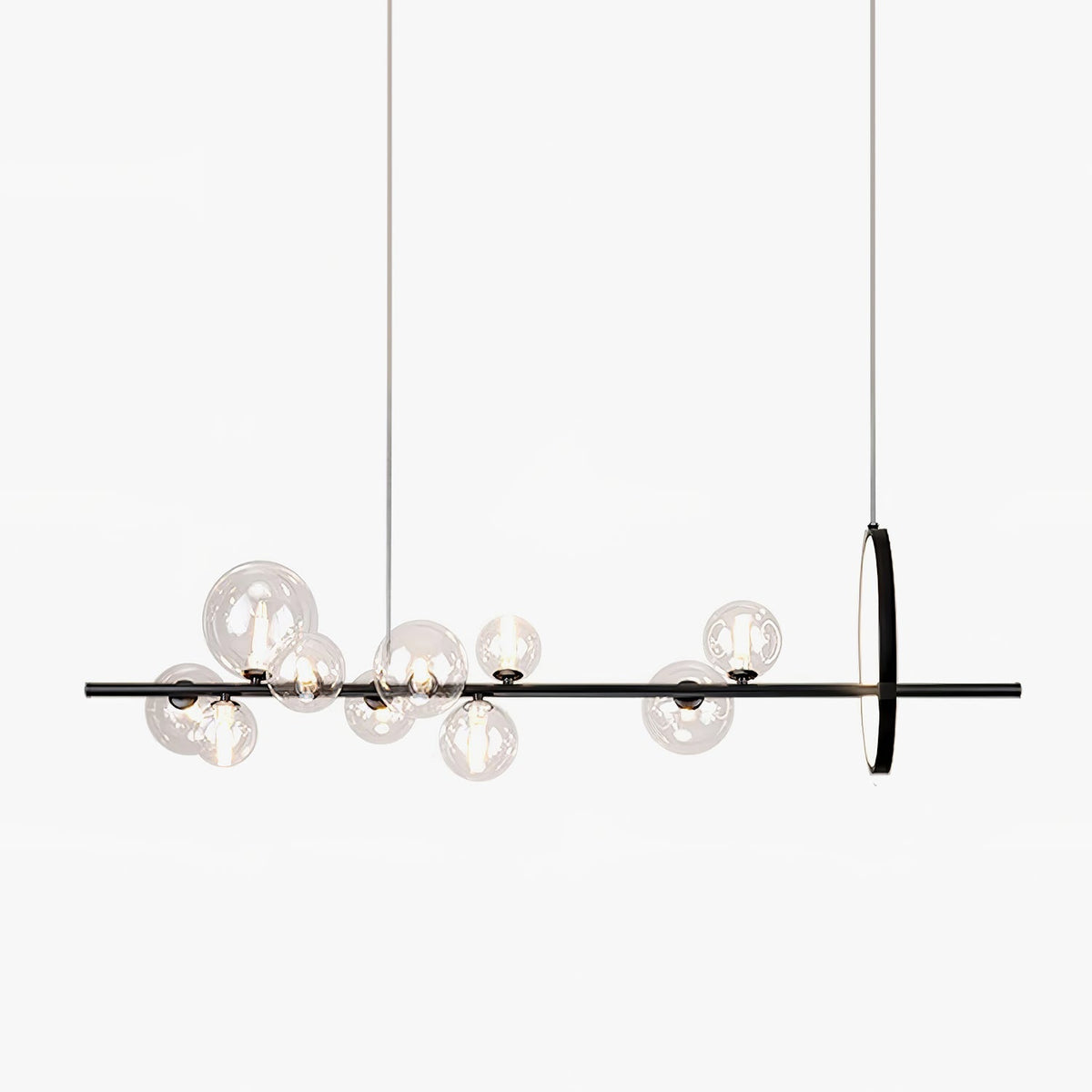 Edvane lysekrone i glas, bobler, nordisk sort LED
