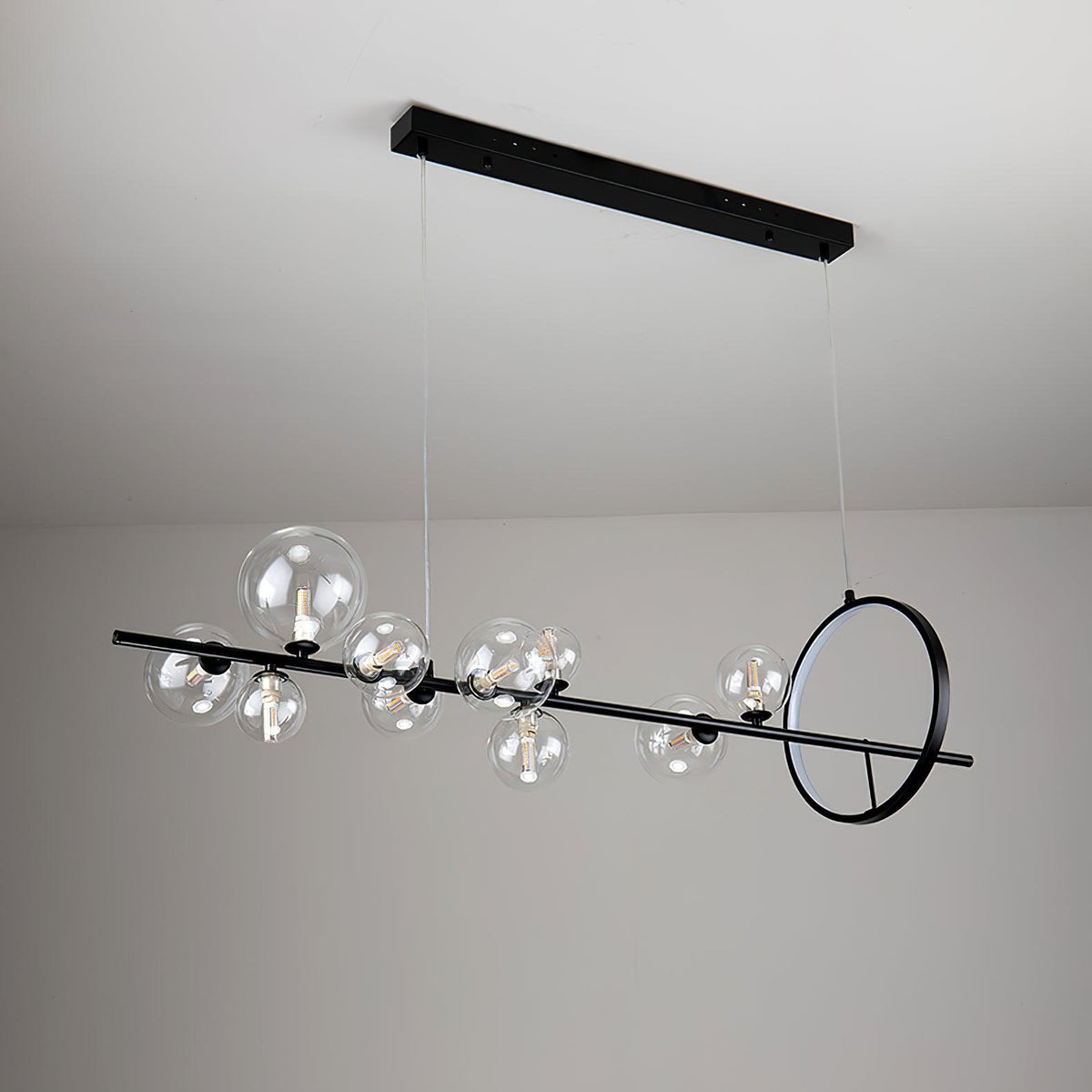 Edvane lysekrone i glas, bobler, nordisk sort LED