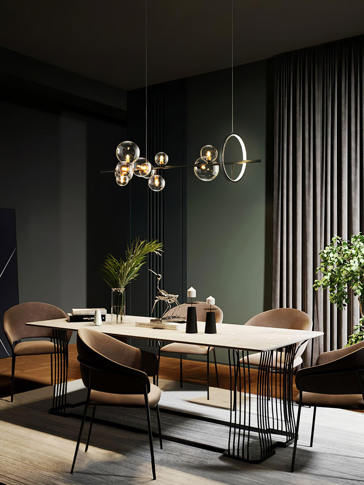 Edvane lysekrone i glas, bobler, nordisk sort LED