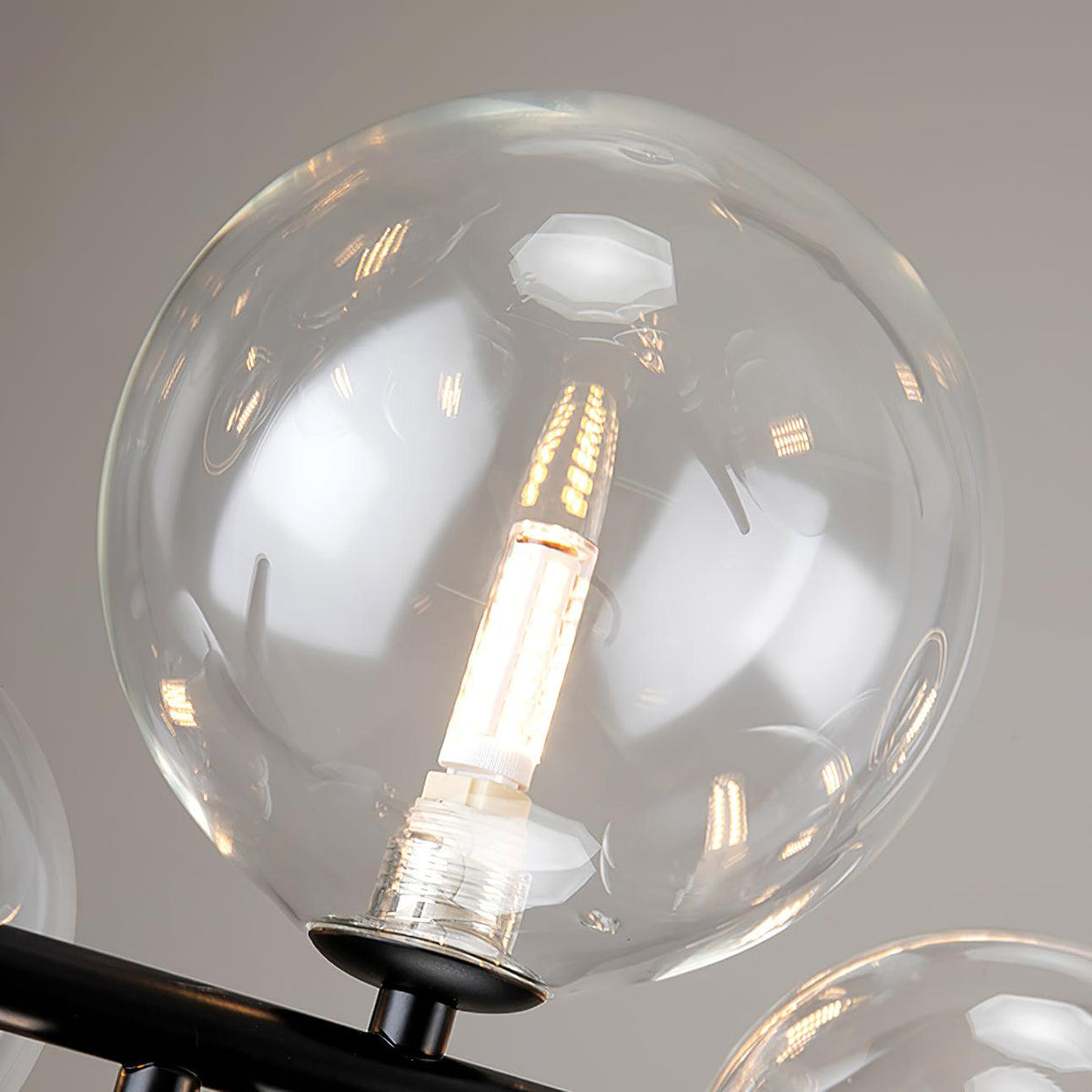 Edvane lysekrone i glas, bobler, nordisk sort LED