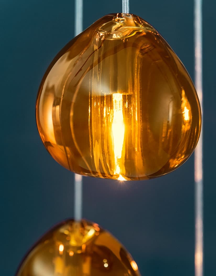 Candeeiro suspenso Gevlin de cristal cereja, pós-moderno e luxuoso