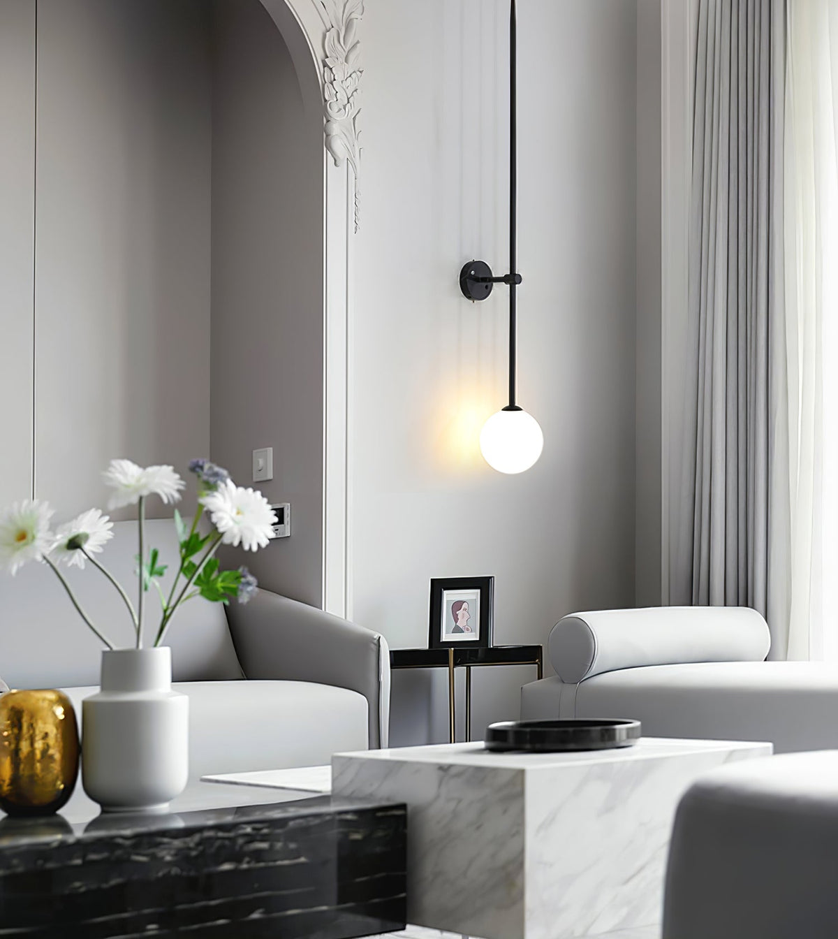 Veluelle modern minimalistisk mobil vägglampa i glas
