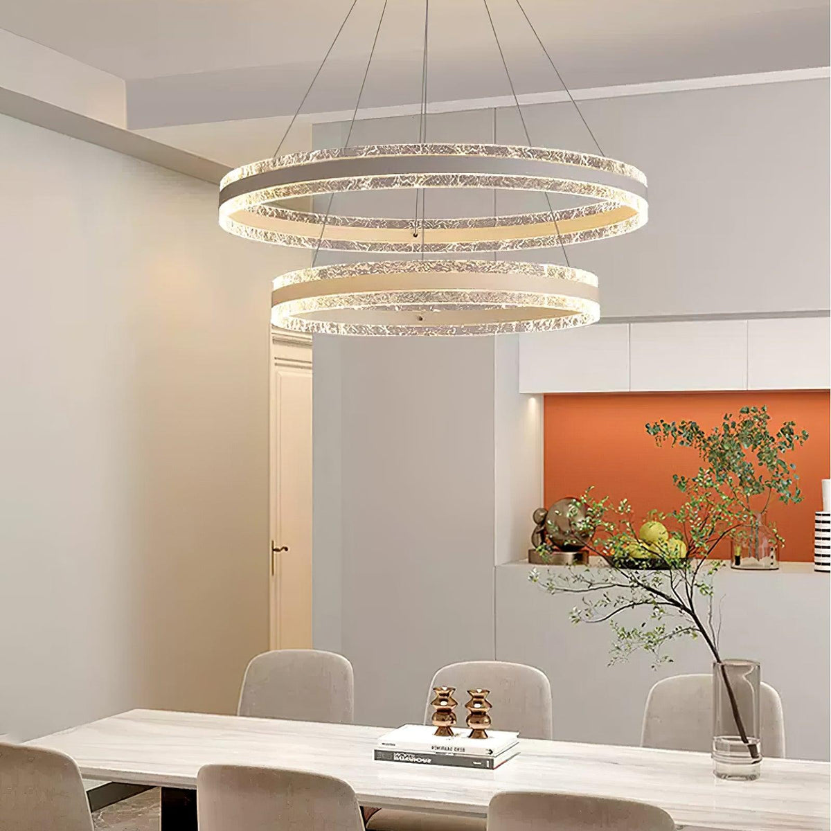 Aroxen Moderne LED-pendellampe med dobbelte cirkelringe