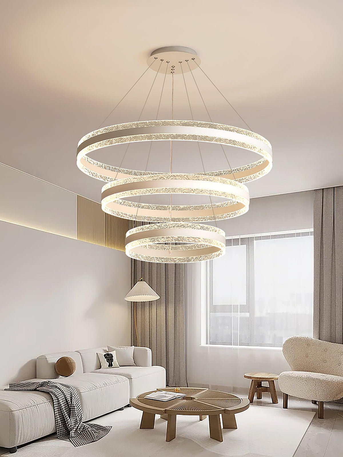 Aroxen Moderne LED-pendellampe med dobbelte cirkelringe