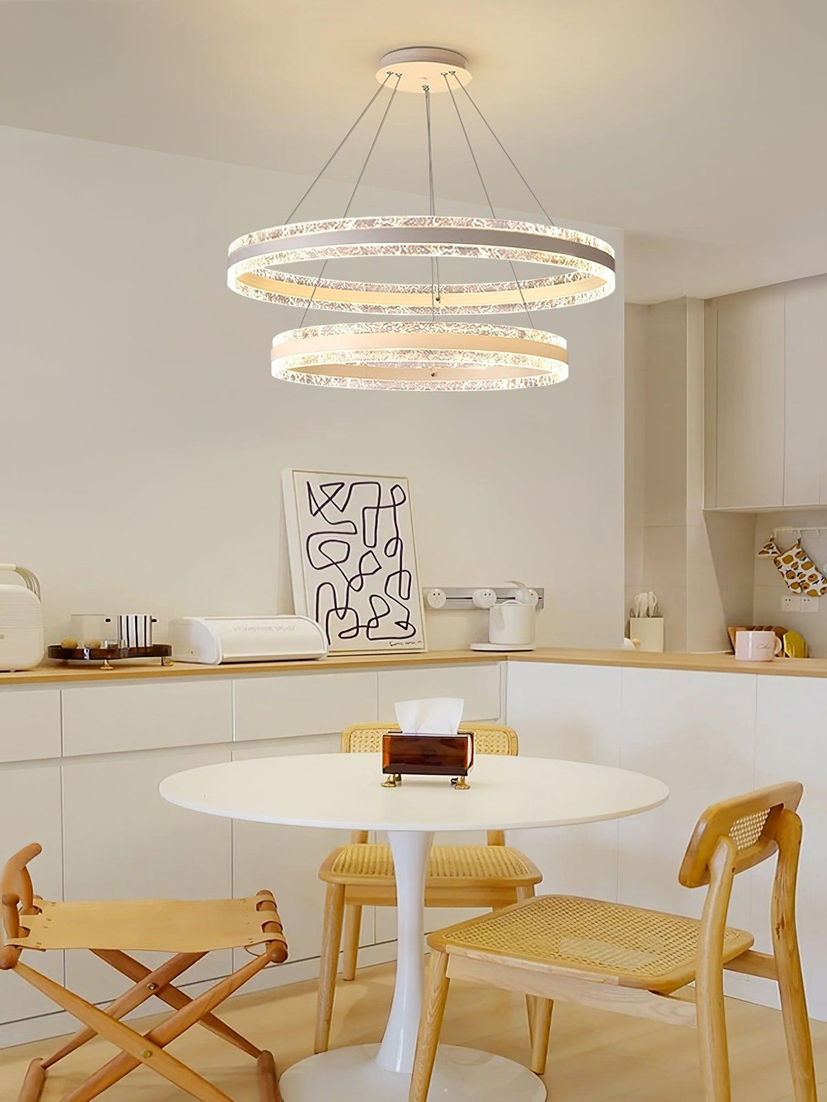 Aroxen Moderne LED-pendellampe med dobbelte cirkelringe