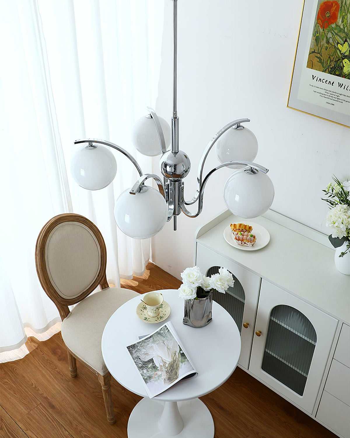 Eiroaria lysekrone i krom og glas, art deco, elegant