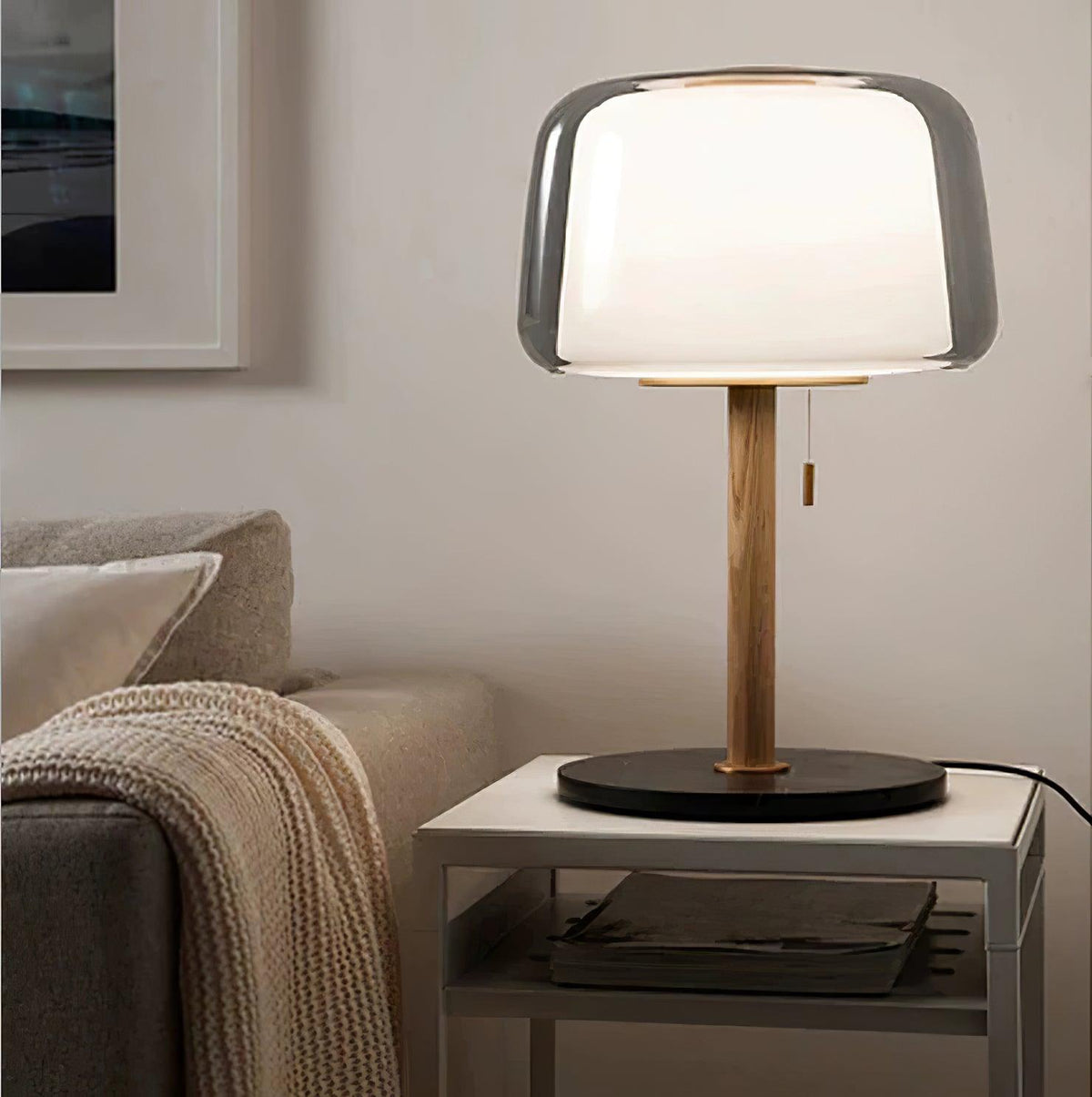 Gala bordslampa i glas och marmor
