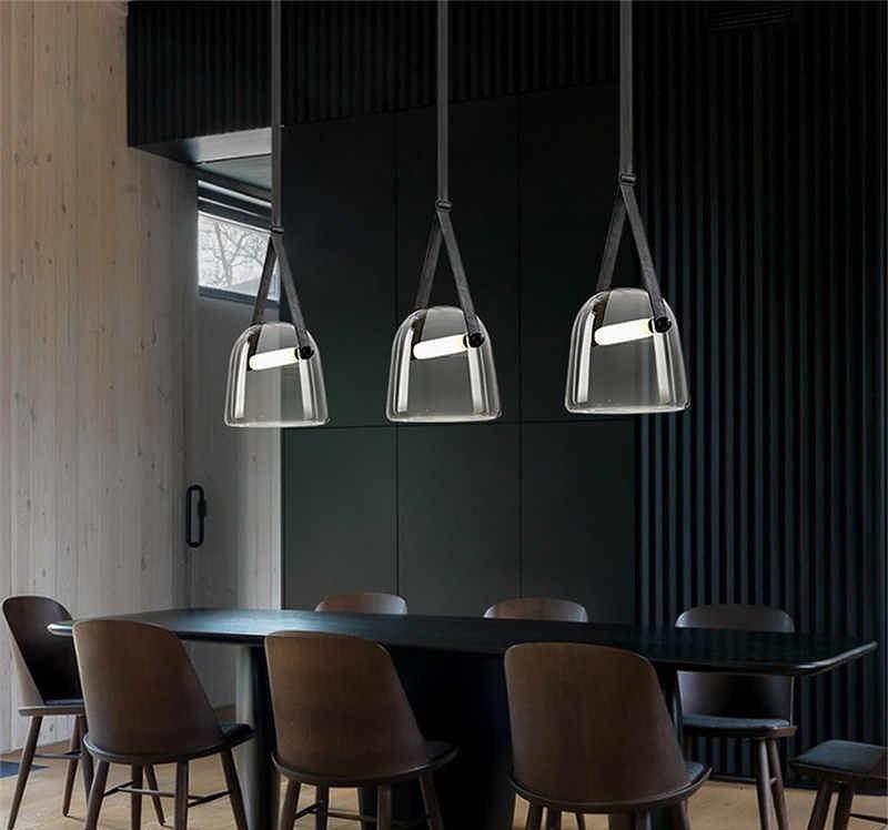 Candeeiro suspenso industrial em pele Averisce
