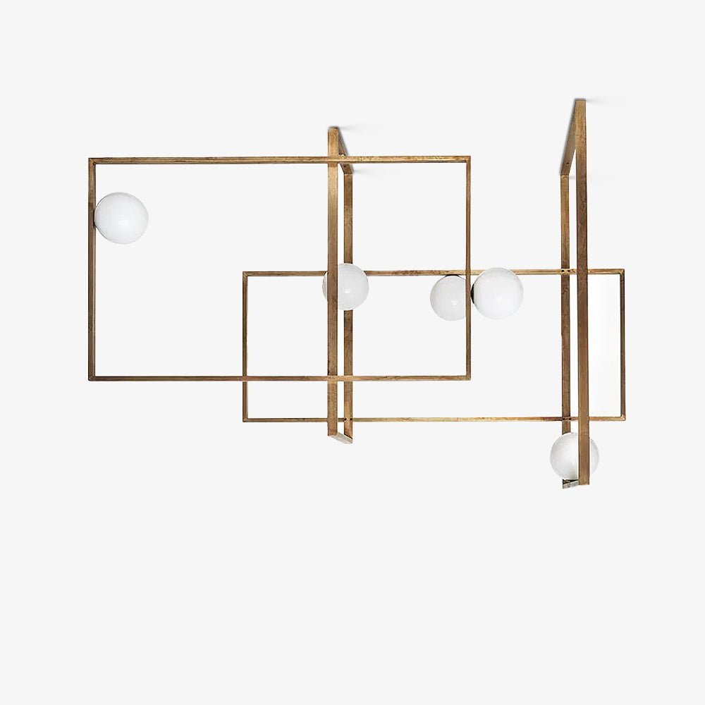 Veliiel moderne geometrisk Mondrian-lysekrone i glas og messing