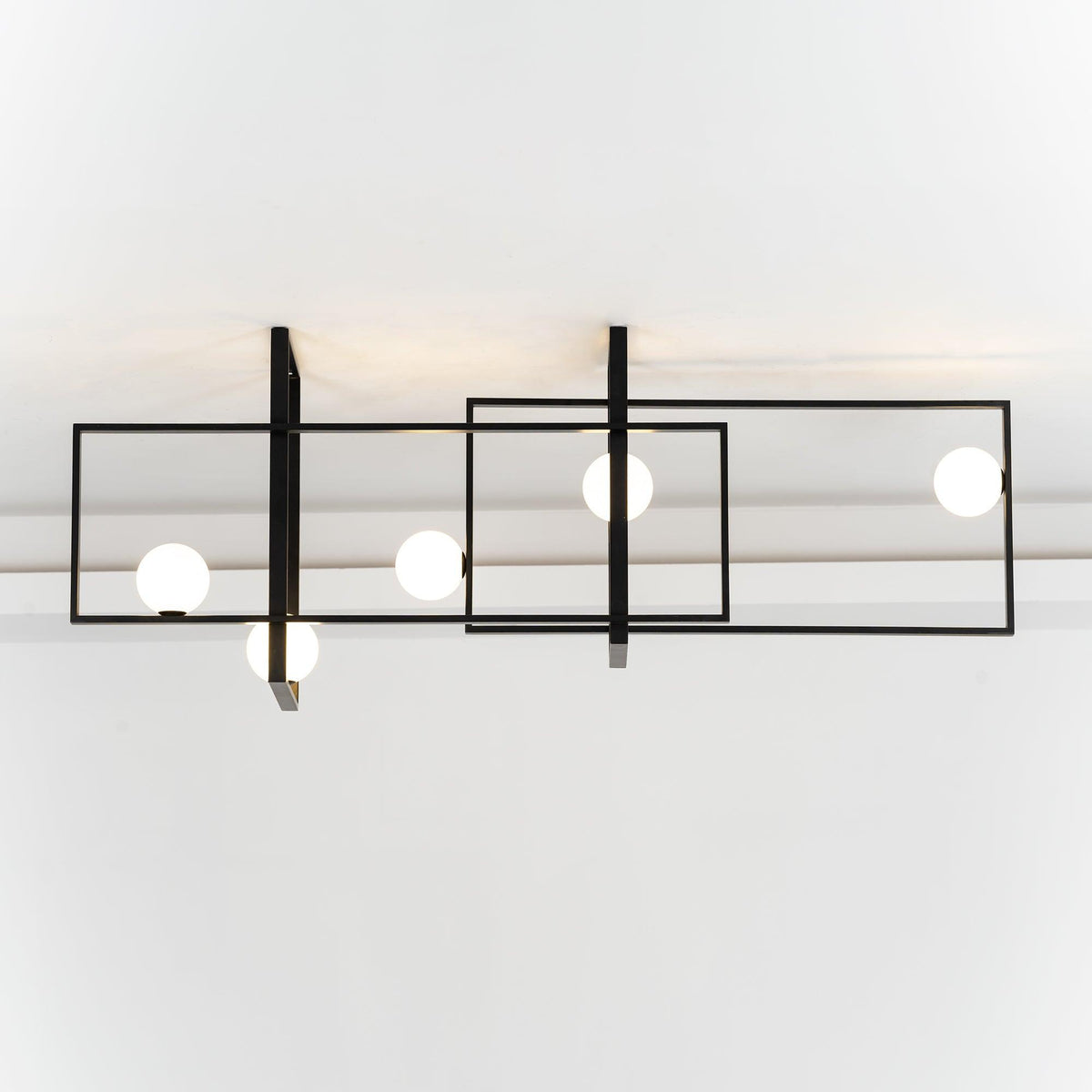 Veliiel moderne geometrisk Mondrian-lysekrone i glas og messing