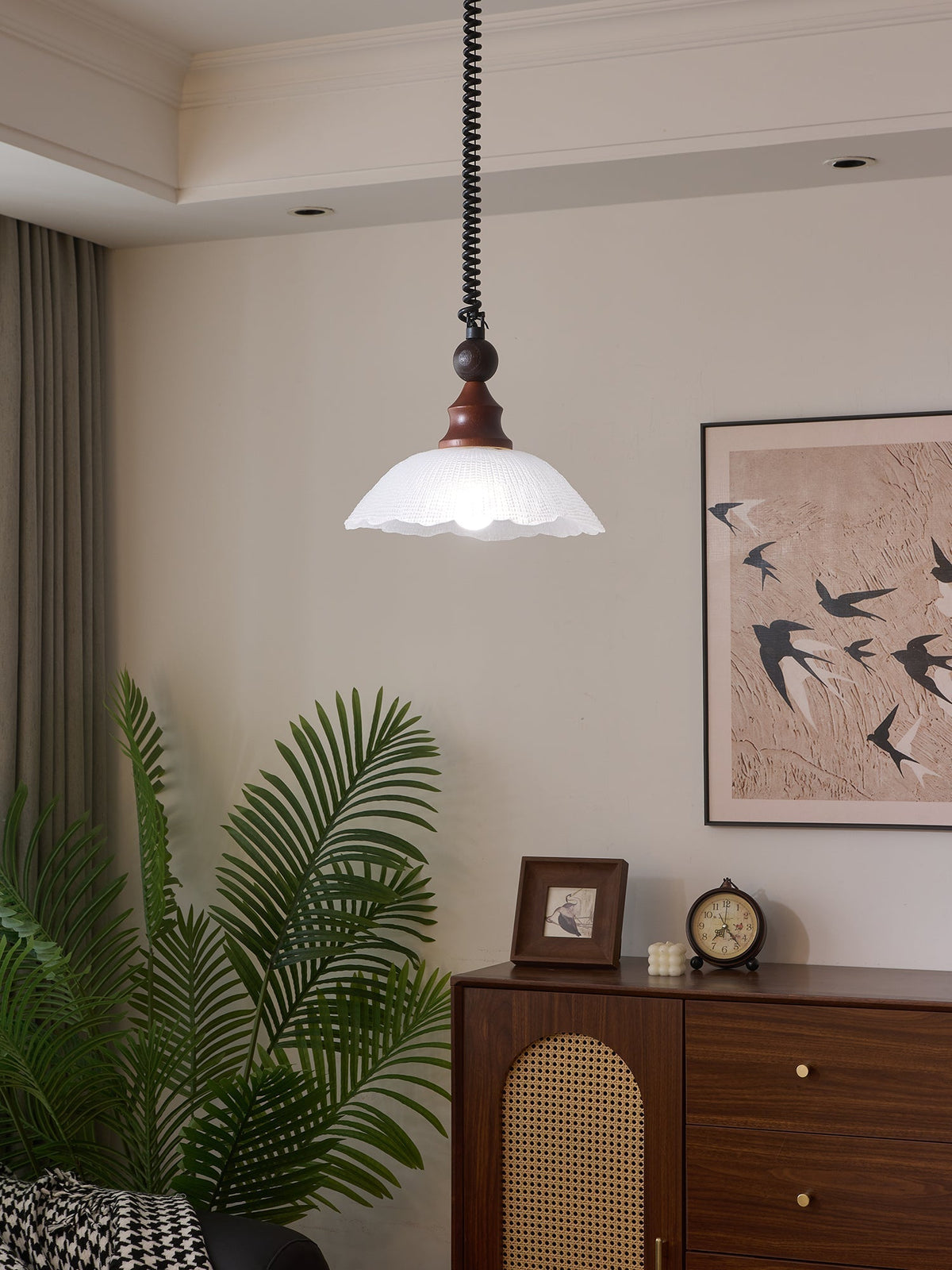 Nydoreth elegant vintage kunstnerisk pendellampe i træ