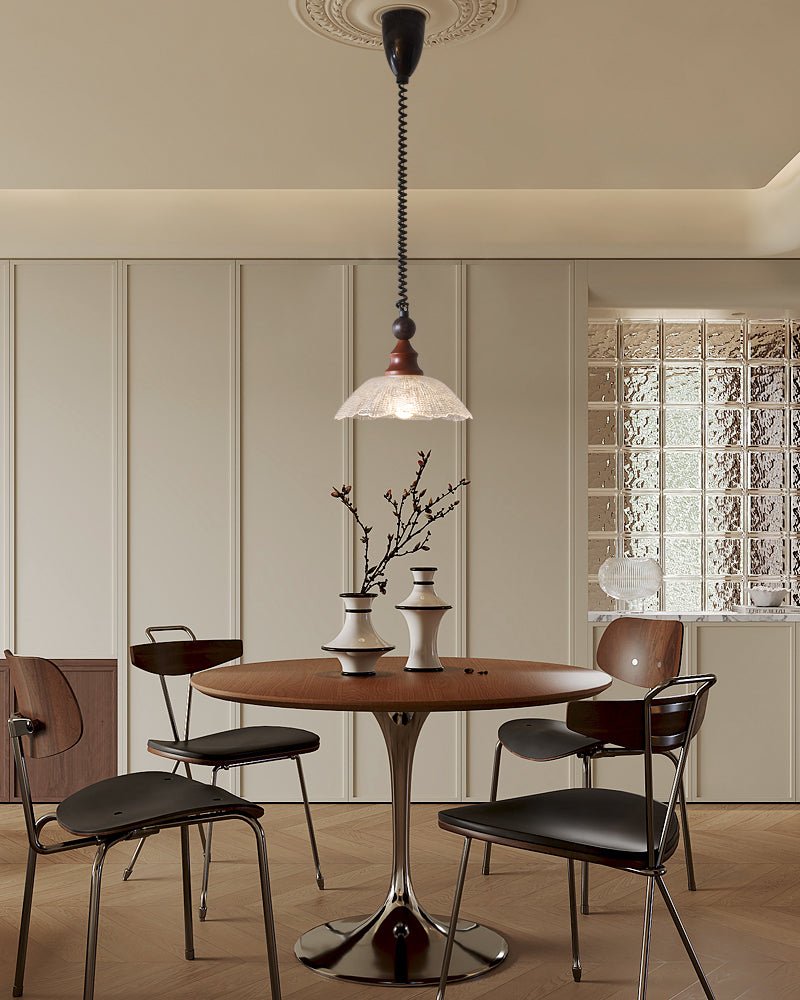 Nydoreth elegant vintage kunstnerisk pendellampe i træ