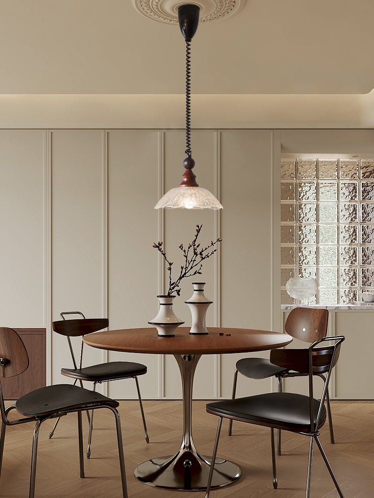 Nydoreth elegant vintage kunstnerisk pendellampe i træ