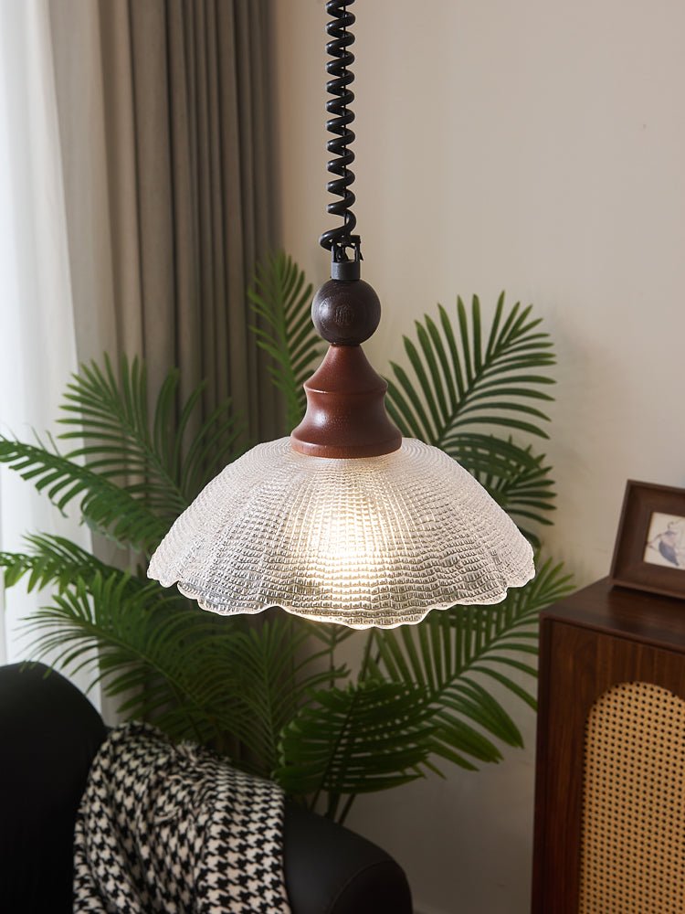 Nydoreth elegant vintage kunstnerisk pendellampe i træ