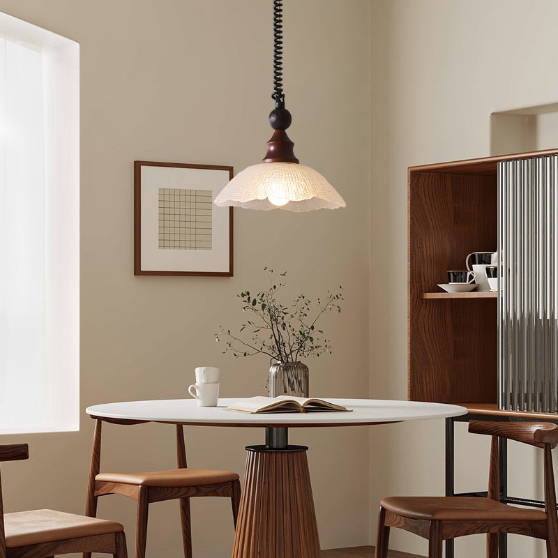 Nydoreth elegant vintage kunstnerisk pendellampe i træ