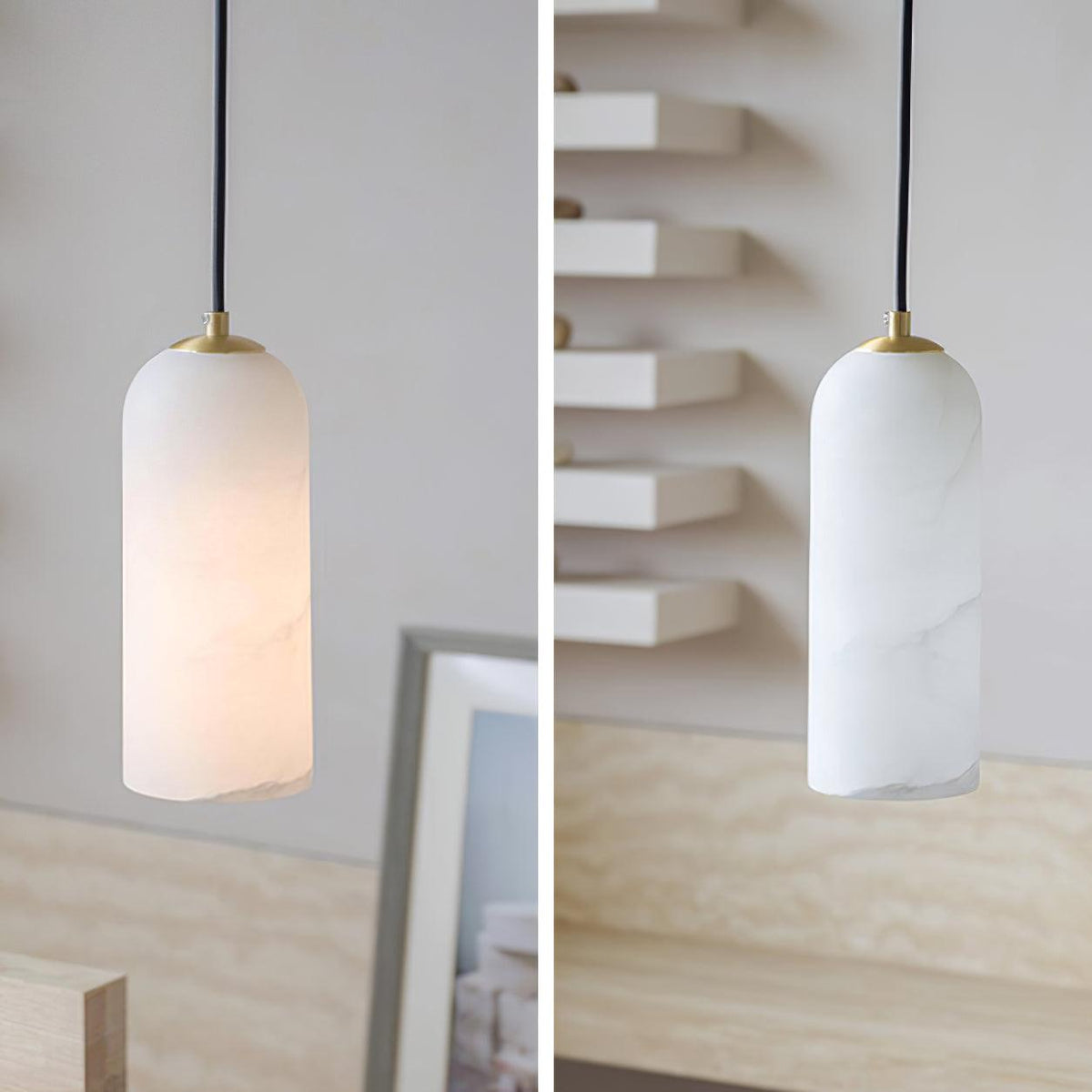 Nivenira cylindrisk pendellampa i alabaster