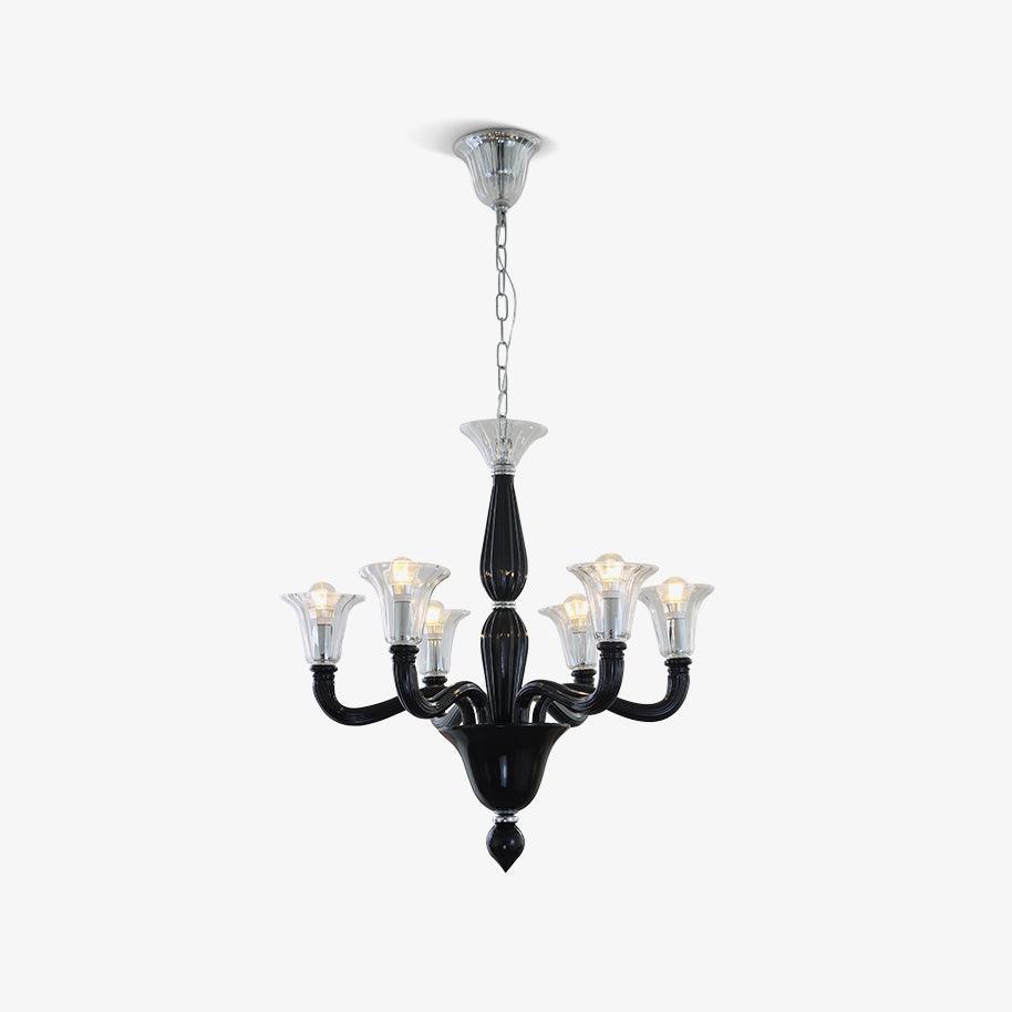 Candeeiro de teto Silten Preto Murano Braço para velas Vidro Clássico