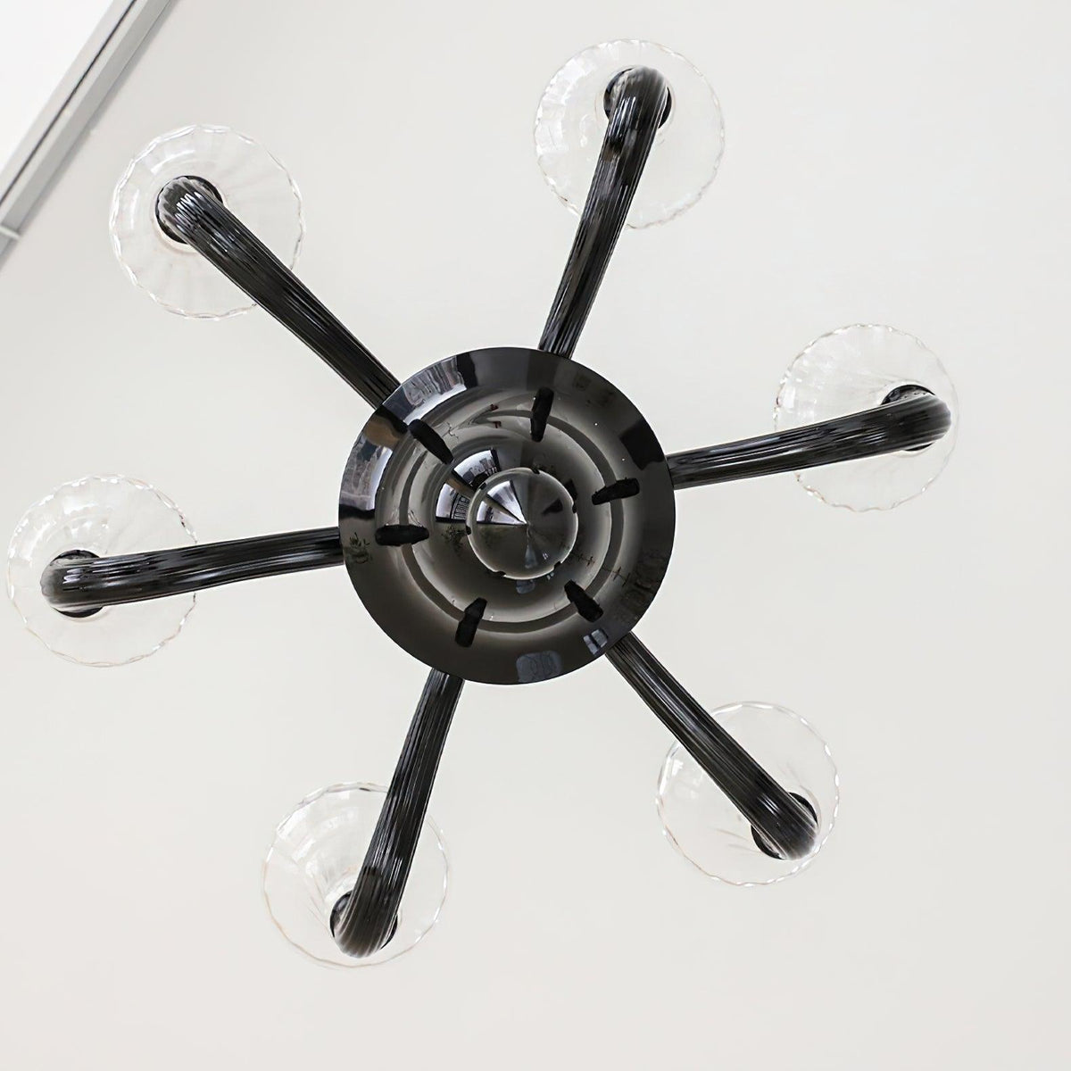 Candeeiro de teto Silten Preto Murano Braço para velas Vidro Clássico