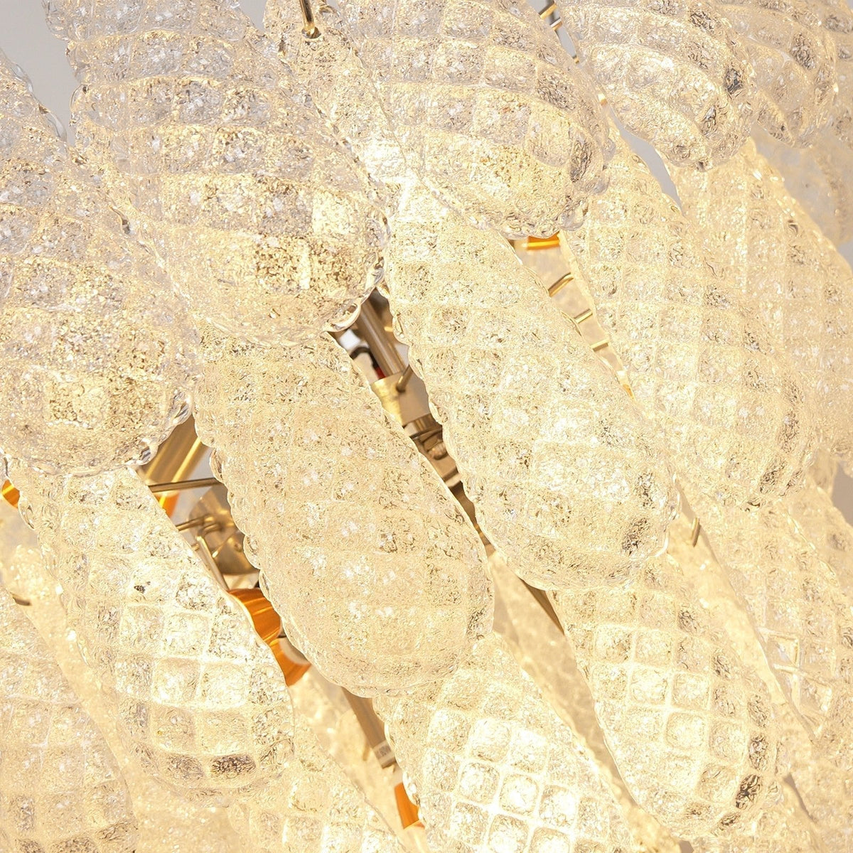 Candeeiro de teto Velerine em gotas de orvalho de vidro Murano transparente dispostas em camadas