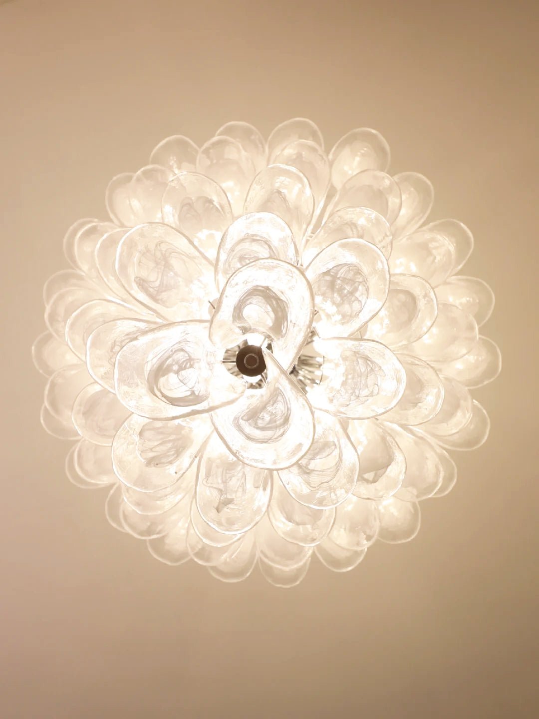 Candeeiro de teto Eiroian em vidro Murano transparente com pétalas vintage