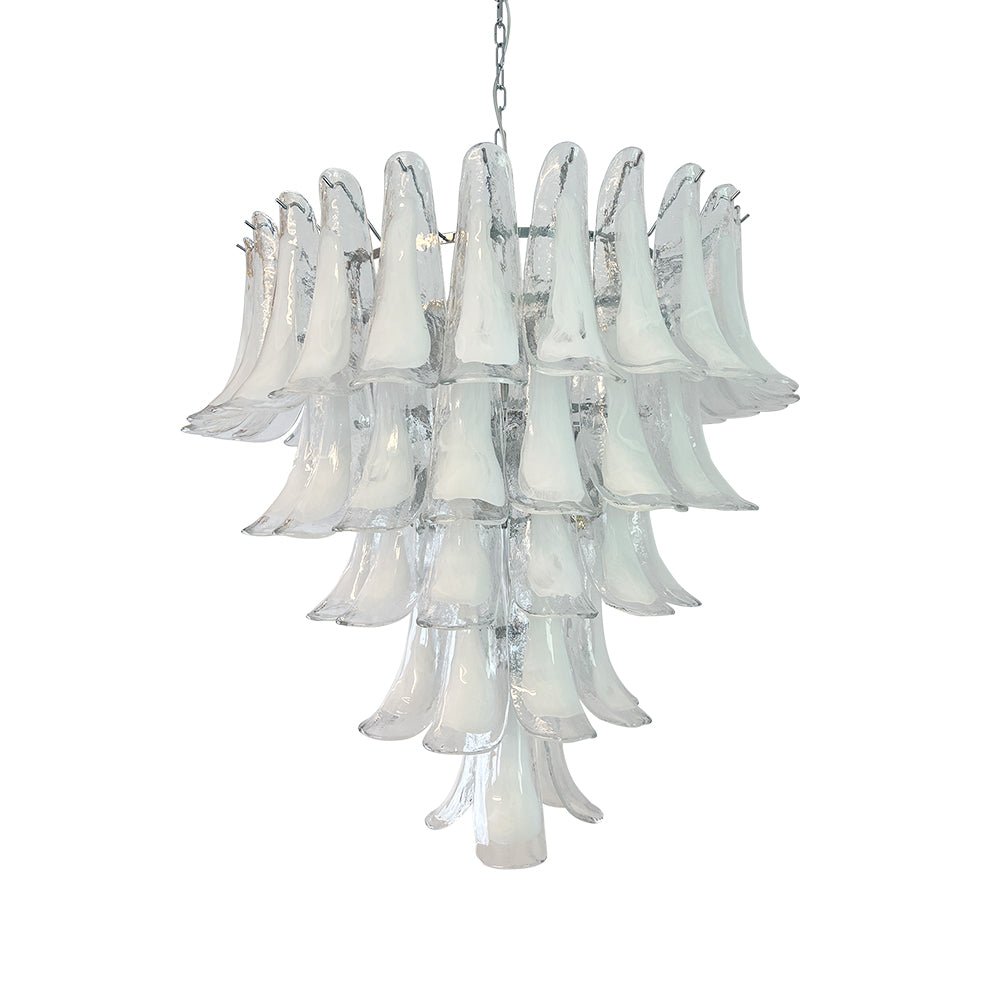 Candeeiro de teto Eiroian em vidro Murano transparente com pétalas vintage