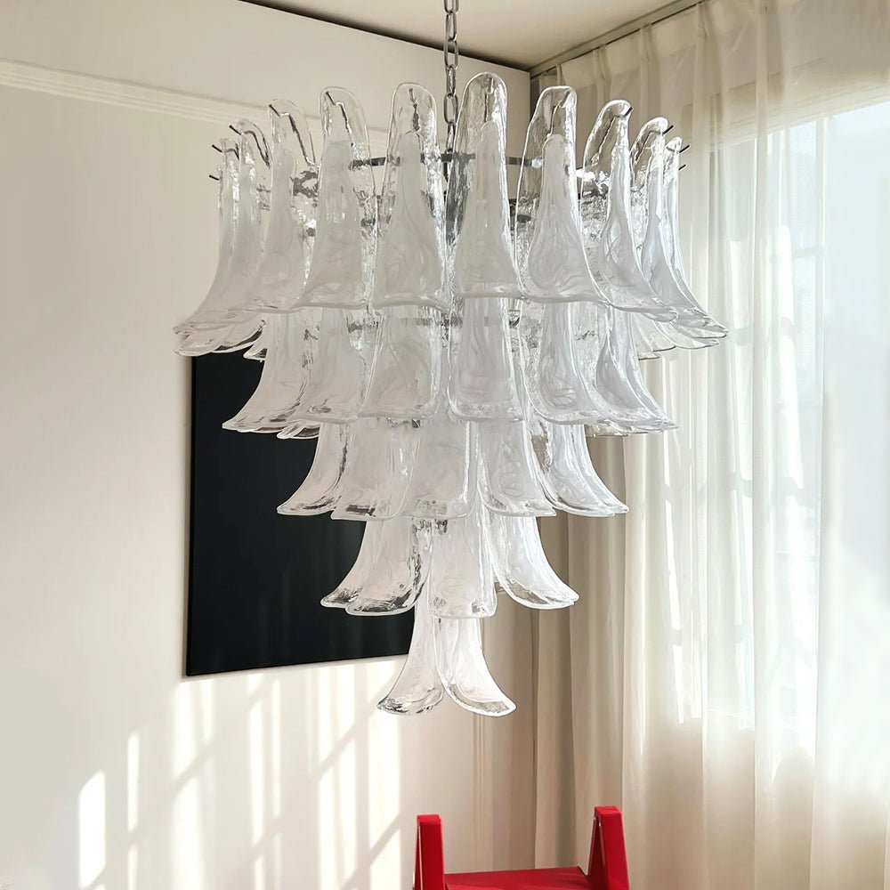 Candeeiro de teto Eiroian em vidro Murano transparente com pétalas vintage