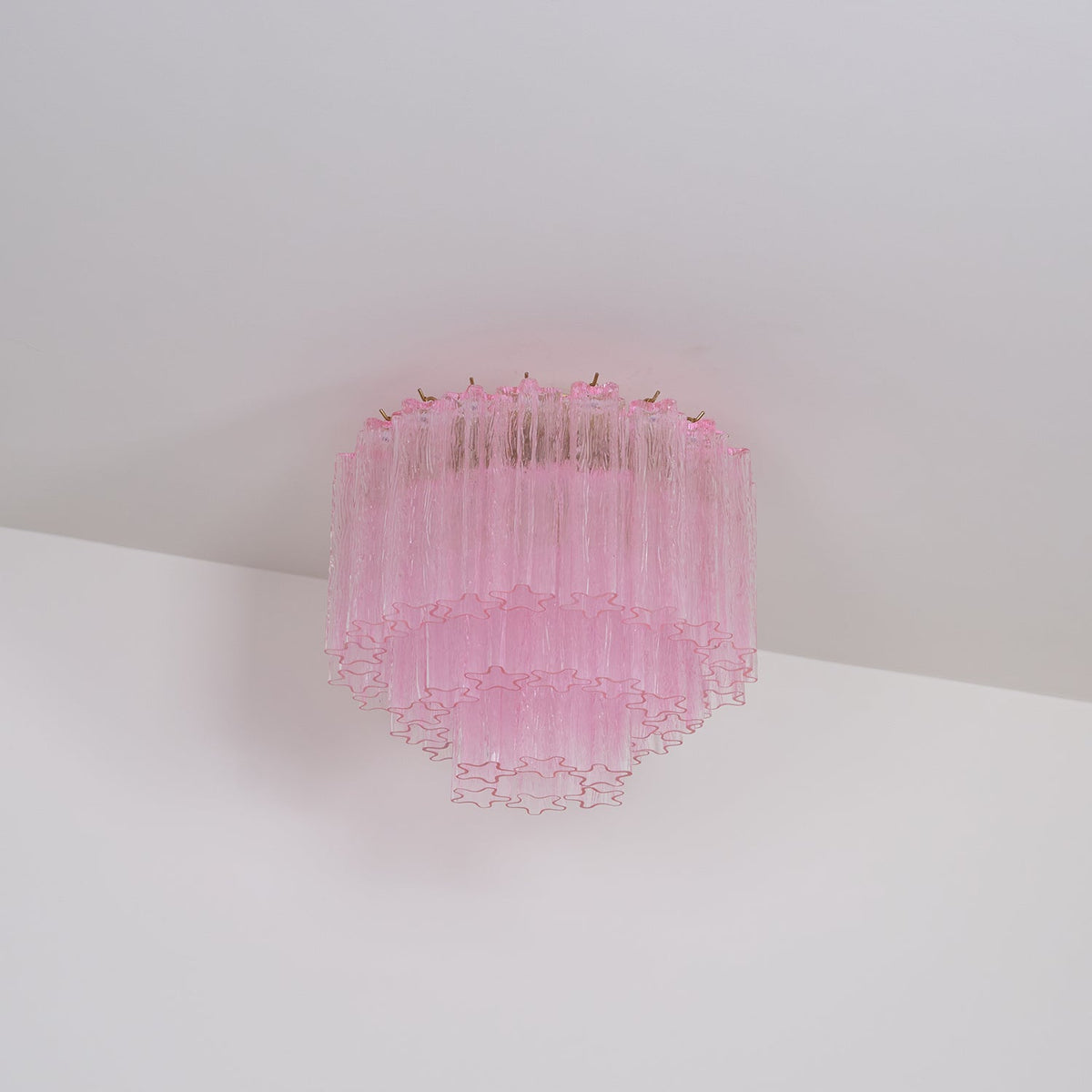 Veliaine-kattovalaisin, vintage-tyylinen vaaleanpunainen Muranon lasi