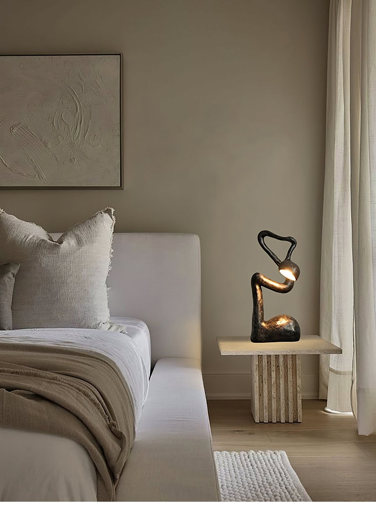 Candeeiro de mesa escultural preto Twist