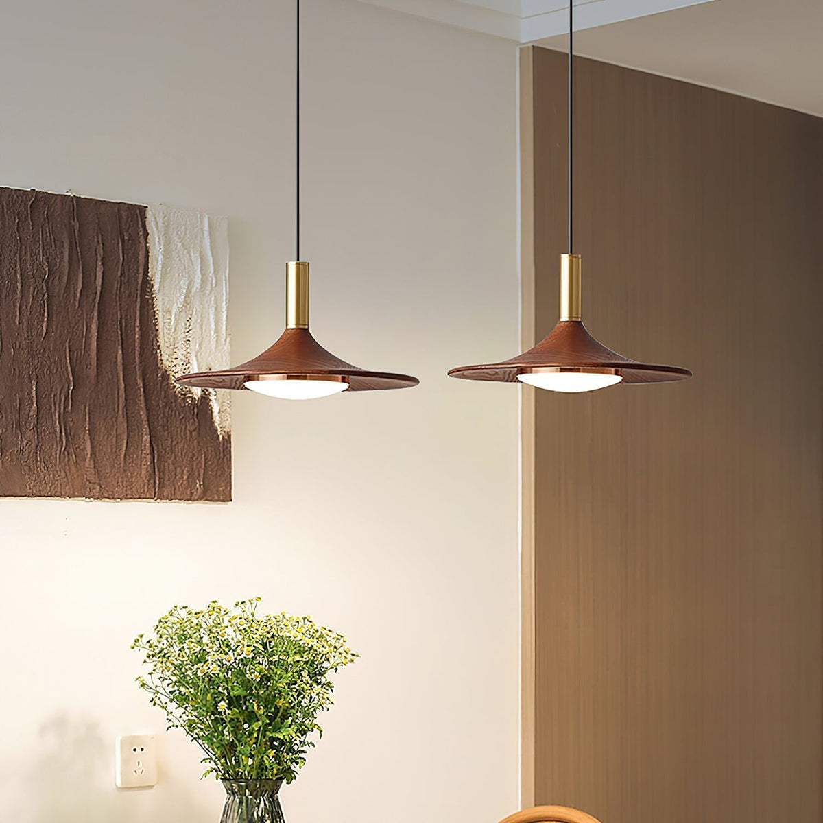 Kaelin pendellampe, hatformet træ, mid-century