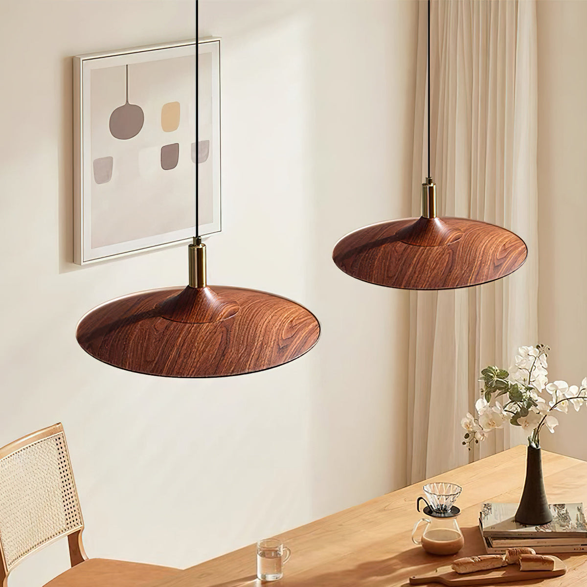 Kaelin pendellampe, hatformet træ, mid-century