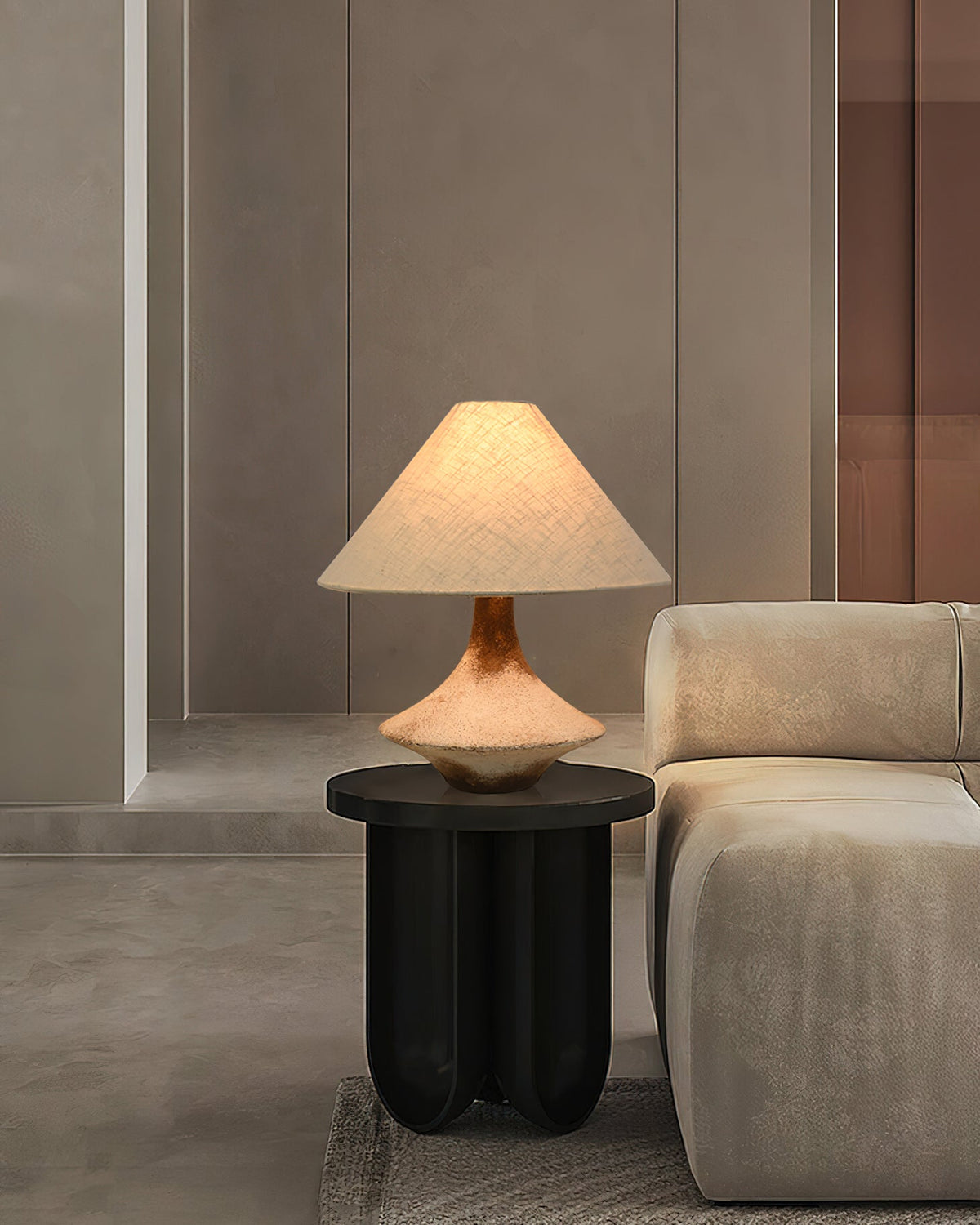 Navoer kunstnerisk bordlampe i stof