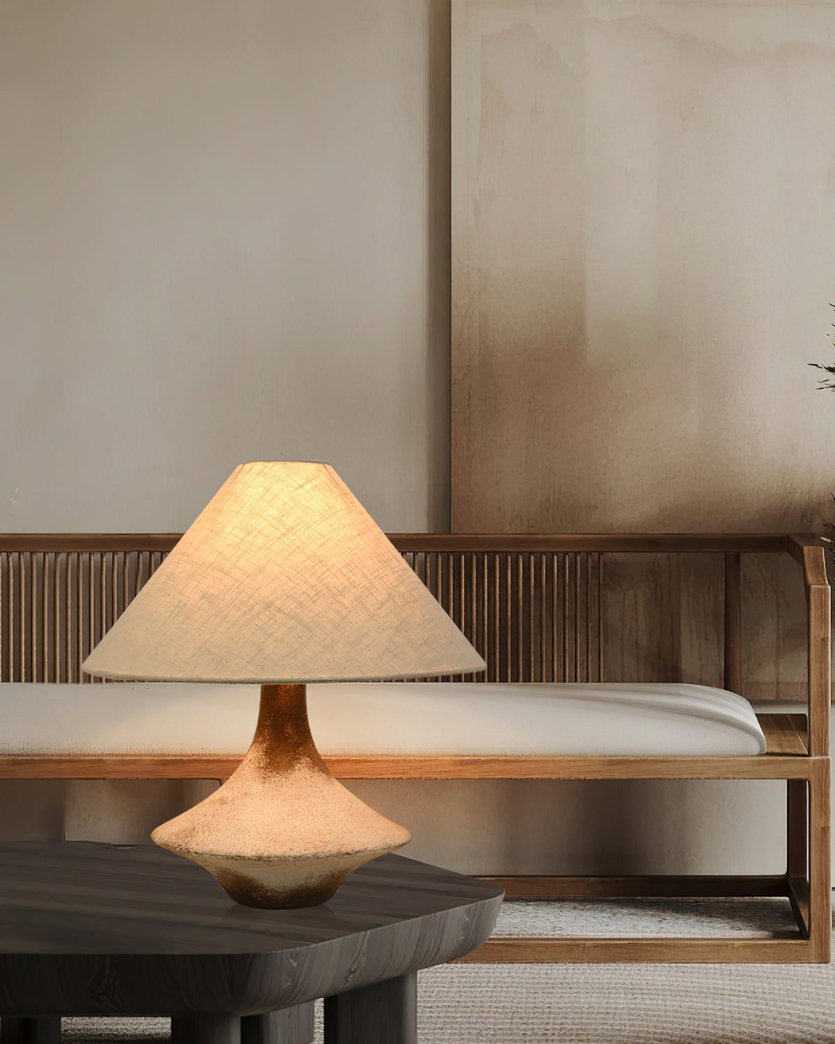 Navoer kunstnerisk bordlampe i stof