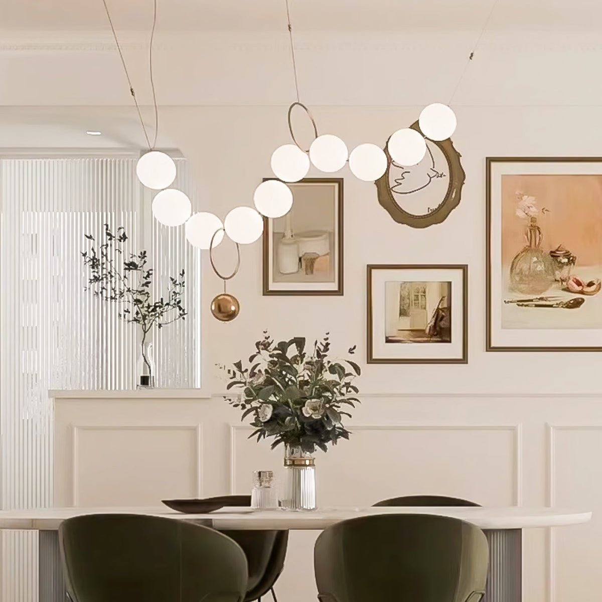 Eirinielle pendel med halskæde-design i glas