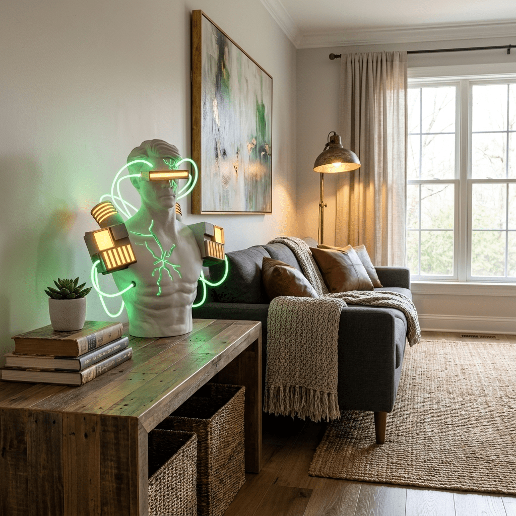 Bordslampan Neon Circuit Bust Sculpture