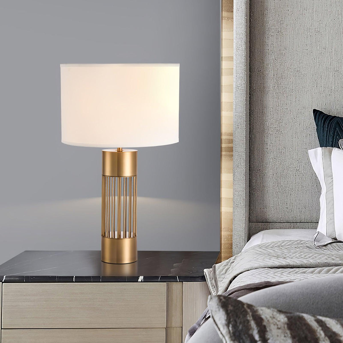Mireira nútímalegur borðlampi úr tauáklæði