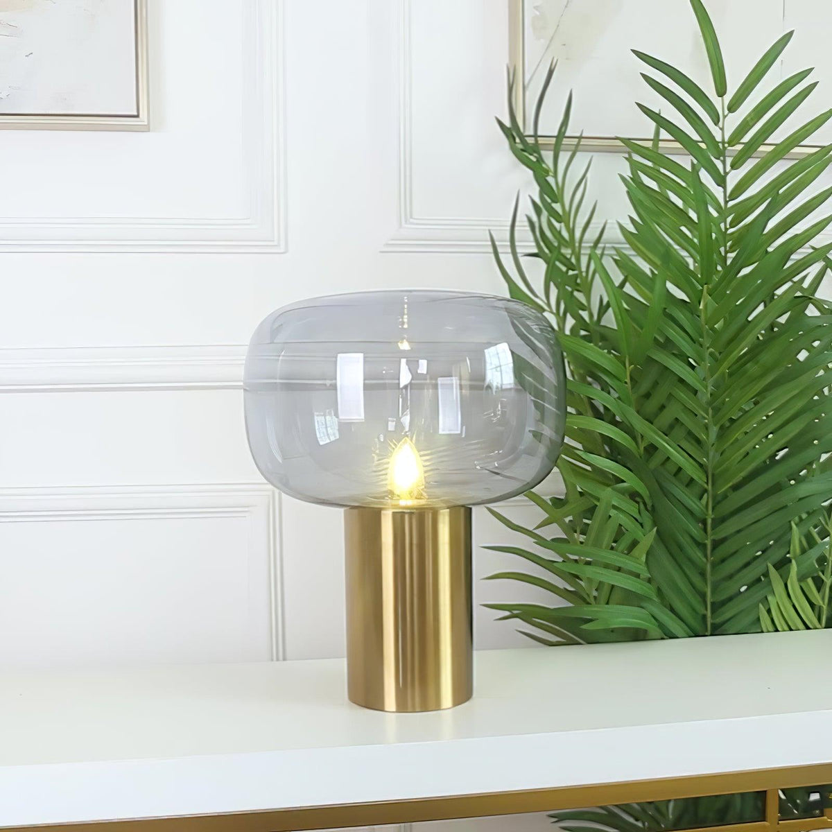 Teloz industriel bordlampe i glas