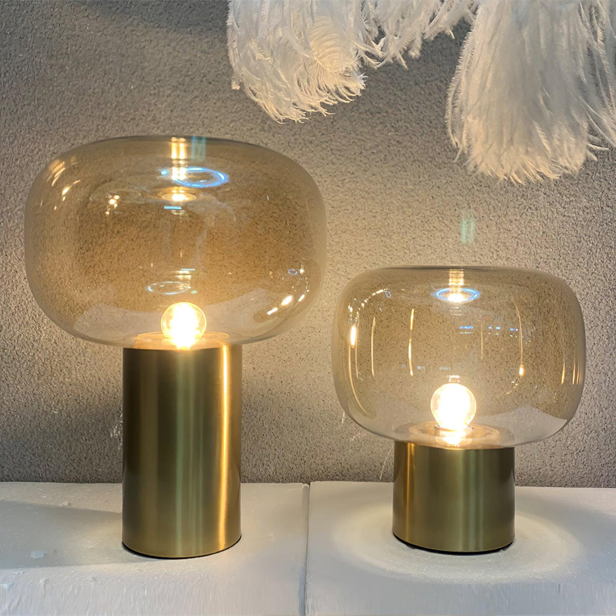 Teloz industriel bordlampe i glas