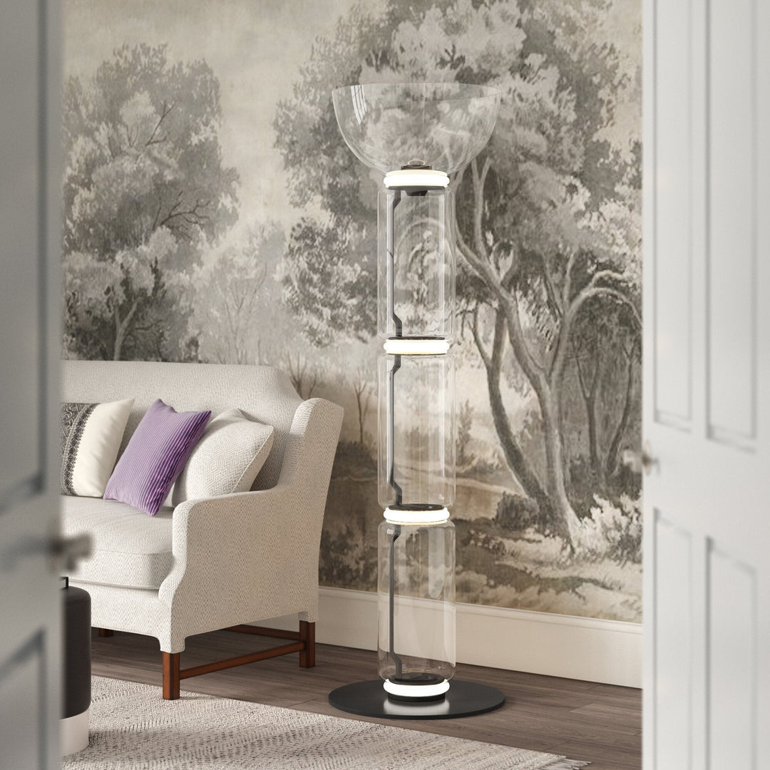 Cyrilys golvlampa i bambu och glas