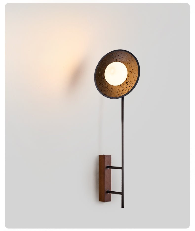 Candeeiro de parede moderno Fawn Sunflower em travertino preto