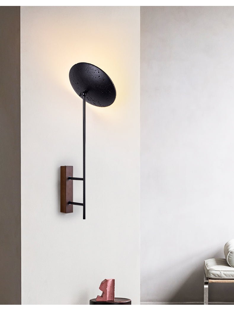 Candeeiro de parede moderno Fawn Sunflower em travertino preto