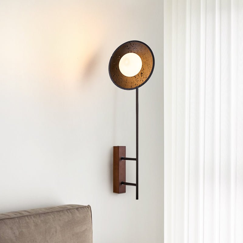 Candeeiro de parede moderno Fawn Sunflower em travertino preto